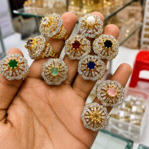 Gold Polish American Diamond Luxury Finger Ring