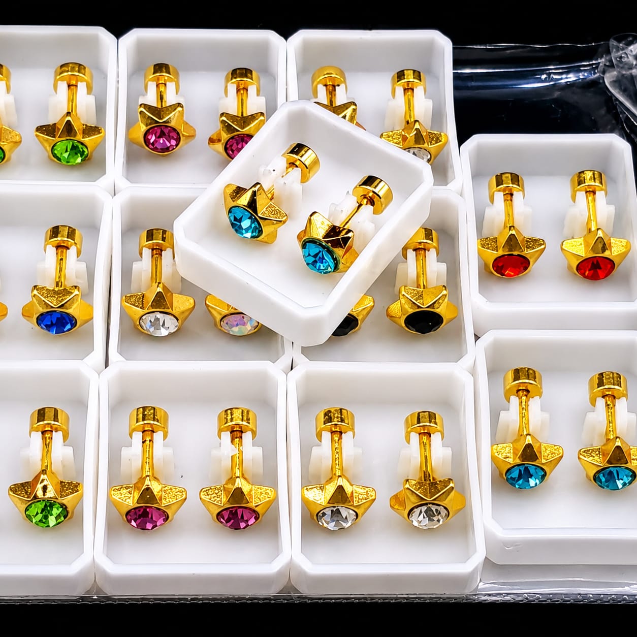 Stainless Steel Gold Plated Screw Stopper Ear Studs - Image 2