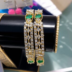 American Diamond Waterproof Real Stone Luxury Bangles Pair