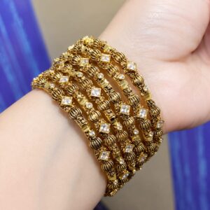 American Diamond Gold Stone Luxury Bangles Set