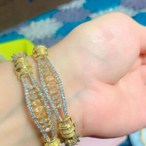American Diamond Real Stone Luxury Bangles Pair