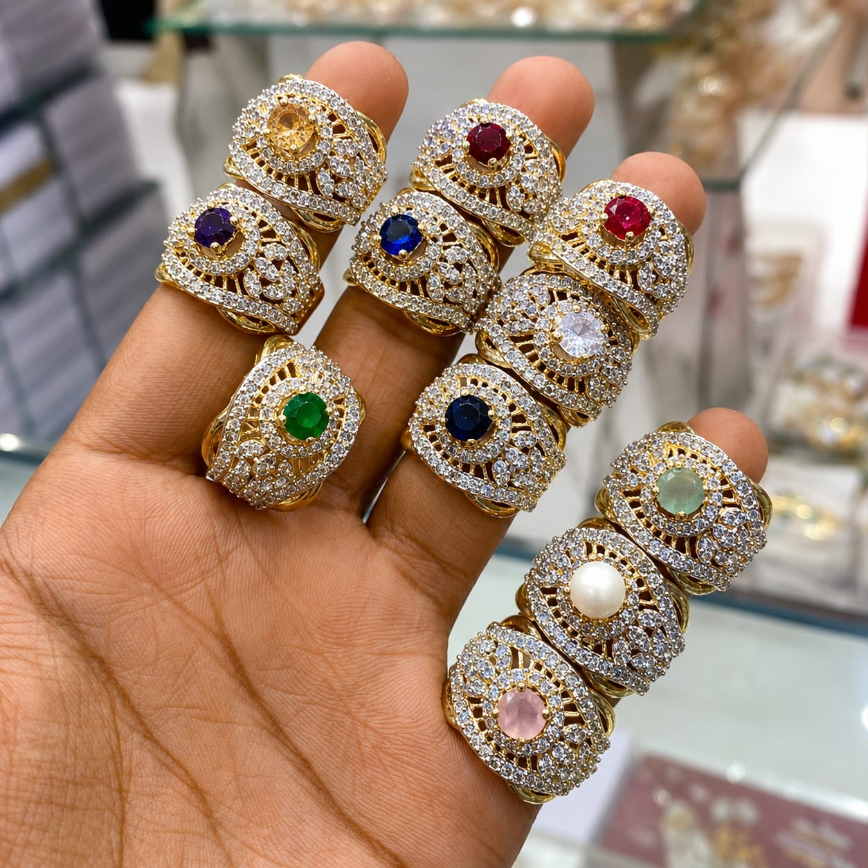 Gold Polish American Diamond Luxury Finger Ring - Image 2