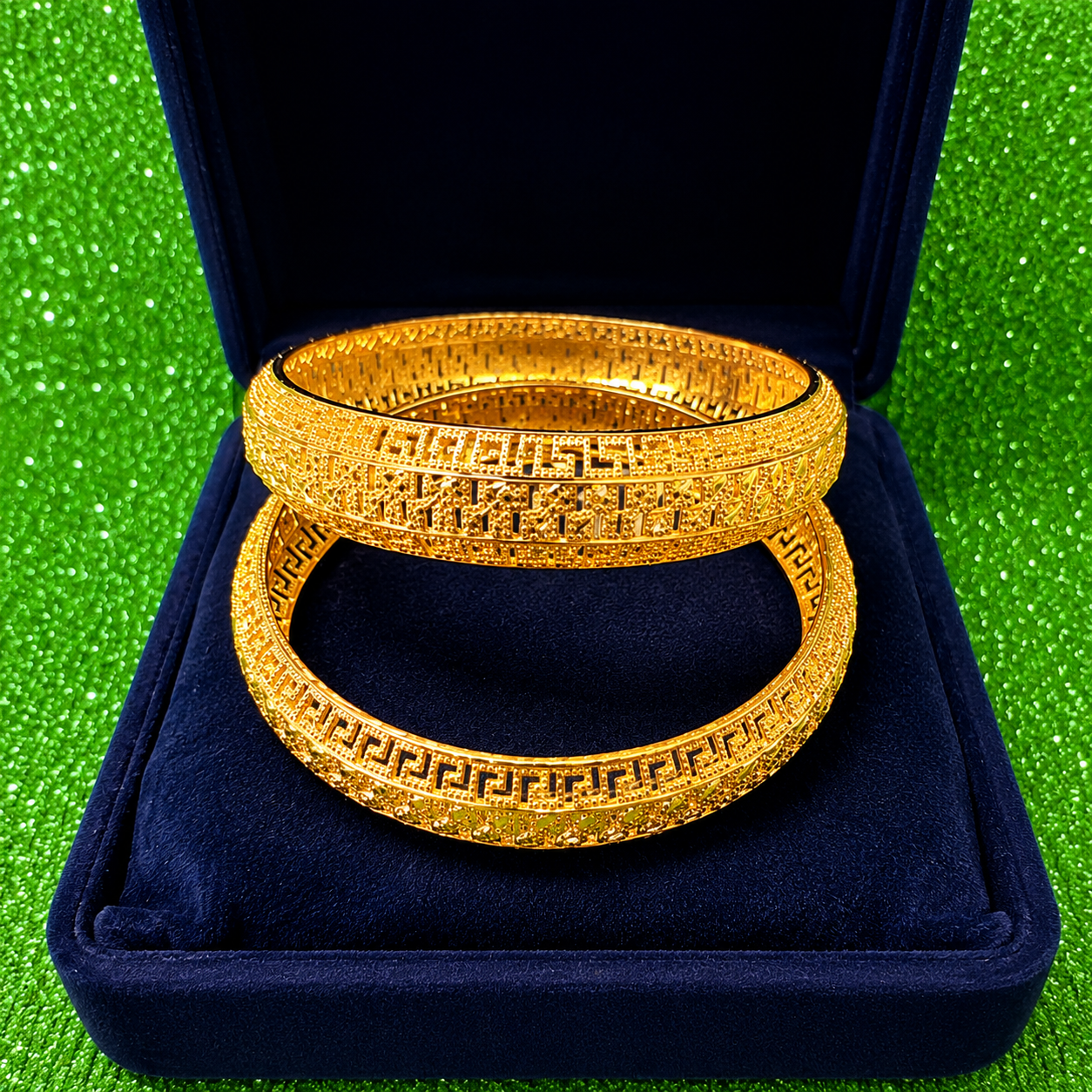 18K Gold Plated Waterproof Bangles Pair