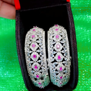 American Diamond Pink Real Stone Openable Bangle