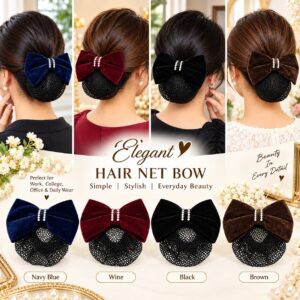 Fancy Hair Net Bow Bun Cover for Women & Girls