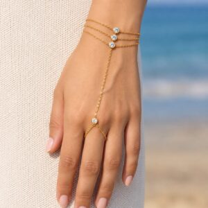 Stainless Steel Gold Plated Hand Anklet Bracelet for Women