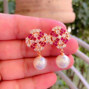 18K Gold Plated 1 Carat American Diamond Earrings