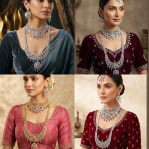 American Diamond Real Stone Bridal Luxury Necklace Set