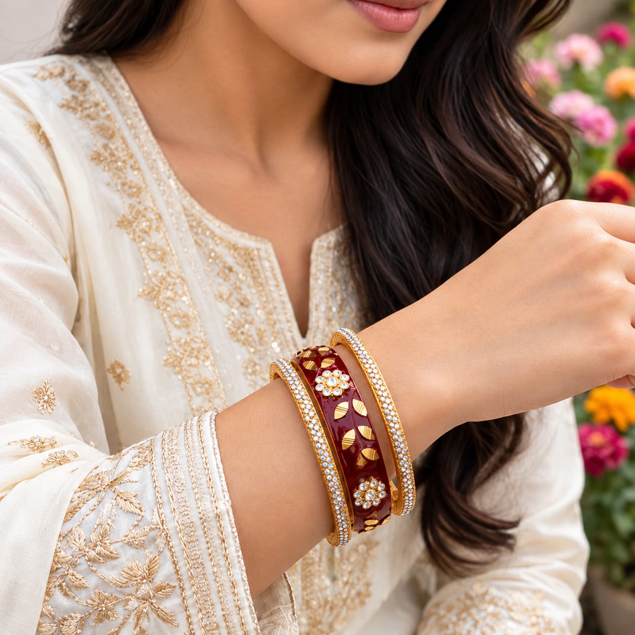Fancy Metal Bangles Set for Women