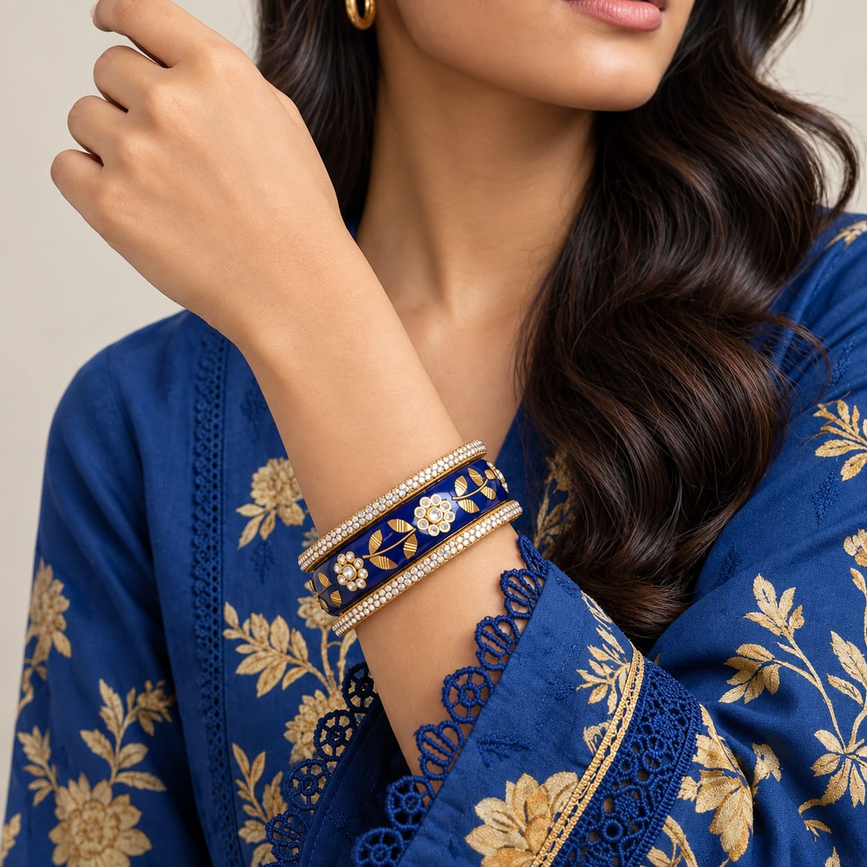 Fancy Metal Bangles Set for Women - Image 2